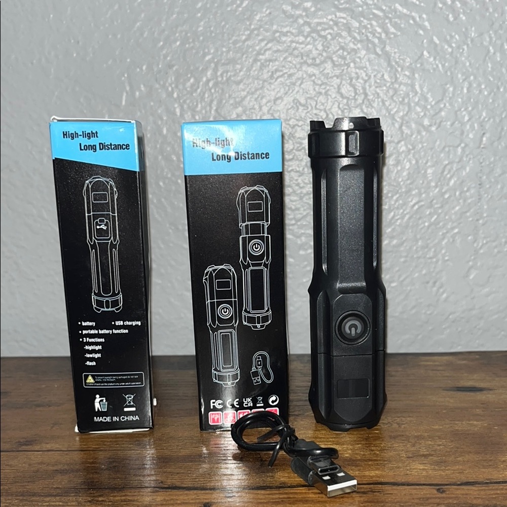 Black Long Distance Flashlight Very Bright 2- Pack